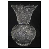 1149	BILL HEALY SIGNED CUT GLASS FLAIR NECK VASE, APPROXIMATELY 5 1/2 IN X 8 3/4 IN HIGH