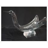 1154	DAUM FRANCE CRYSTAL LARGE CONSOLE BOWL IN THE FORM OF A BIRD, APPROXIMATELY 16 IN X 7 IN X 10 1