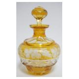 1175	BOHEMIAN AMBER CUT TO CLEAR BOTTLE W/STOPPER, APPROXIMATELY 5 3/4 IN HIGH