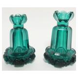 1176	TEAL GREEN CUT GLASS BOTTLES, EACH APPROXIMATELY 5 IN HIGH, NO STOPPERS