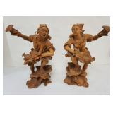 1182	2 LARGE WOOD ETHNIC CARVED FIGURES, SOME LOSS TO CARVING, EACH APPROXIMATELY 23 IN HIGH
