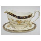 1186	MINTON *DYNASTY* BONE CHINA GRAVY W/UNDER PLATE, APPROXIMATELY 8 IN X 5 IN
