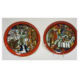 1198	POOLE POTTERY MEDIEVAL MOSAIC CALENDAR PLATES, JANUARY & FEBRUARY, 337/1000, EACH APPROXIMATELY