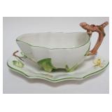 1200	VETRI ITALIAN CERAMIC GRAVY & UNDERPLATE W/HAND PAINTED FRUIT & DRAGONFLIES, APPROXIMATELY 11 I