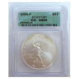 1026	BENJAMIN FRANKLIN SCIENTIST SILVER DOLLAR COIN 2006-P