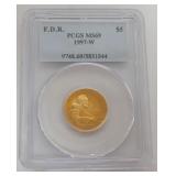 1082	FRANKLIN DELANO ROOSEVELT 5 DOLLAR GOLD COIN 1997-W