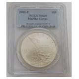 1123	MARINE CORPS SILVER DOLLAR 2005-P
