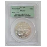 1128	JAMES MADISON SILVER HALF DOLLAR 1993-W