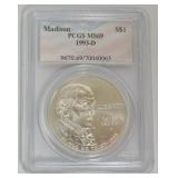 1130	JAMES MADISON SILVER DOLLAR 1993-D