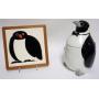 1001	MIDCENTURY MODERN PENGUIN COOKIE JAR & HOT PLATE, TALLEST PIECE APPROXIMATELY 11 IN HIGH