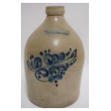 1001	BLUE DECORATED STONEWARE JUG, FORT EDWARD, N.Y., APPROXIMATELY 12 IN H