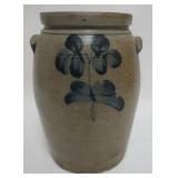 1003	BLUE DECORATED STONEWARE 1 1/2 GAL CROCK, APPROXIMATELY 8 IN X 12 IN H