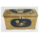 1027A	MINIATURE FOLK ART HAND PAINTED DOME TOP CHEST W/PAINTED BIRDS & FLOWERS, LOSS TO COTTER PIN H