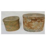 1028	ANTIQUE OVAL WALLPAPER BOXES, 1 WITH NEWSPAPER DATED 1845 ON BOTTOM, LARGEST APPROXIMATELY 18 I