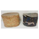 1030	OVAL ANTIQUE WALLPAPER BOXES, LARGEST APPROXIMATELY 18 IN X 15 IN X 13 IN H
