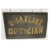1039	HAND PAINTED ON WOOD OPTICIAN SIGN, DOUBLE SIDED, APPROXIMATELY 28 IN X 18 IN