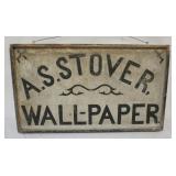 1041	ANTIQUE HAND PAINTED WALLPAPER HANGERS WOOD SIGN, APPROXIMATELY 3 IN X 32 IN X 19 IN H