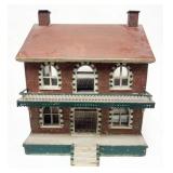 1063	FOLK ART HAND PAINTED HOUSE, APPROXIMATELY 19 IN X 18 IN X 23 IN H, MISSING LOWER FENCE