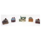 1067	GROUP OF MINIATURE FOLK ART HAND PAINTED HOUSES, LARGEST APPROXIMATELY 6 IN X 4 IN X 5 IN H
