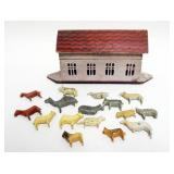 1072	ANTIQUE FOLK ART NOAHS ARK, APPROXIMATELY 10 IN X 3 IN X 4 1/2 IN H
