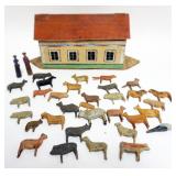 1073	ANTIQUE FOLK ART NOAHS ARK, APPROXIMATELY 14 IN X 4 IN X 6 IN H