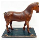 1079	LARGE ANTIQUE CHILDS PULL TOY WOOD HORSE, APPROXIMATELY 20 IN X 9 IN X 20 IN H, MISSING MANE