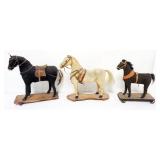 1080	GROUP  OF CHILDS ANTIQUE HORSE PULL TOYS, LARGEST APPROXIMATELY 12 IN X 4 IN X 13 IN, ALL HAVE 