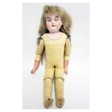 1091	ANTIQUE BISQUE HEAD DOLL MARKED *MAJESTIC* WITH HINGED LEATHER KID BODY, APPROXIMATELY 18 IN H