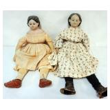 1092	ANTIQUE PAPER MACHE AND CLOTH DOLLS, LARGEST APPROXIMATELY 30 IN H