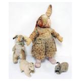1096	GROUP OF ASSORTED VINTAGE STUFFED ANIMAL RABBITS, TALLEST APPROXIMATELY 22 IN H