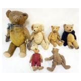 1098	GROUP OF ASSORTD VINTAGE TEDDY BEARS INCLUDING HINGE JOINTED MOHAIR, TALLEST APPROXIMATELY 25 I