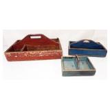 1103	GROUP OF PRIMITIVE KNIFE AND CARPENTERS BOXES, LARGEST APPROXIMATELY 24 IN X 15 IN X 10 IN H