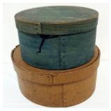 1110	2 PANTRY BOXES IN GREEN AND BROWN, LARGEST APPROXIMATELY 12 IN X 5 IN H