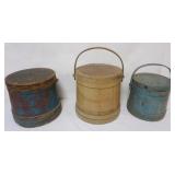 1118	3 FIRKINS, LARGEST APPROXIMATELY 12 IN X 12 IN, 1 MISSING A HANDLE