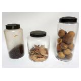 1119	3 BLOWN GLASS APOTHECARY HERB JARS WITH TIN LIDS