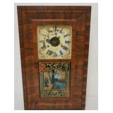 1126	SETH THOMAS OG SHELF CLOCK WITH REVERSE PAINTED GLASS DOOR, APPROXIMATELY 16 IN X 4 IN X 26 IN 
