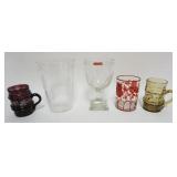 1127A	GROUP OF ASSORTED BLOWN GLASS CUPS & MUGS, LARGEST APPROXIMATELY 6 1/2 IN HIGH