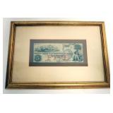 1137	FRAMED 5 DOLLAR COCHITVATE BANK NOTE, CIRCA 1850, APPROXIMATELY 15 IN X 10