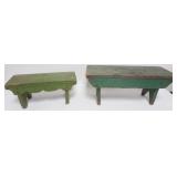 1139	2 PRIMITIVE WOOD STOOLS, LARGEST APPROXIMATELY 20 IN X 8 IN X 9 IN H