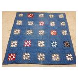 1141	ANTIQUE HAND SEWN QUILT, APPROXIMATELY 63 IN X 64 IN