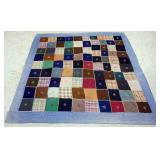 1142	ANTIQUE HAND SEWN QUILT, APPROXIMATELY 75 IN X 74 IN