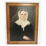 1158	OIL PAINTING ON CANVAS, PORTRAIT OF A WOMAN WEARING A BONNET, APPROXIMATELY 24 IN X 33 IN OVERA