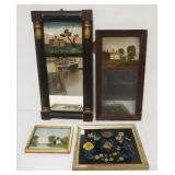 1160	REVERSE PAINT ON GLASS MIRRORS AND LANDSCAPE IMAGES, LARGEST APPROXIMATELY 26 IN X 13 IN, 1 WIT