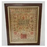1161	ANTIQUE SAMPLER BY MARY LILLIMAN 12 YEARS OLD DATED 1818,APPROXIMATELY 20 IN X 25 IN OVERALL