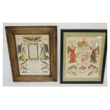 1162	2 FRAMED FRAKTURS 1835-1833, LARGEST APPROXIMATELY 19 IN X 23 IN