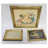 1163	1817 WATER COLOR, FRAMED PENMENSHIP AND THEOREM, LARGEST APPROXIMATELY 15 IN X 13 IN