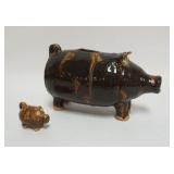 1164	MARIE ROGERS POTTERY PIG BANKS, MEANSVILLE GA, LARGEST APPROXIMATELY 11 IN X 4 IN X 7 IN H