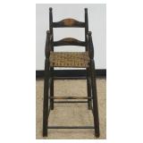1176	PRIMITIVE SHAKER STYLE CHILDS HIGH CHAIR WITH WOVEN SEAT, APPROXIMATELY 16 IN X 14 IN X 34 IN H