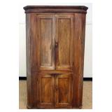 1178	PRIMITIVE GRAIN PAINTED WITH PANELED DOOR CORNER CUPBOARD, APPROXIMATELY 46 IN X 22 IN X 77 IN 