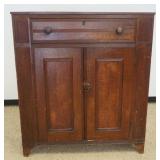 1181	GRAIN PAINTED JELLY CUPBOARD WITH 1 DRAWER OVER 2 DOORS, REEDED SIDES, APPROXIMATELY 39 IN X 16